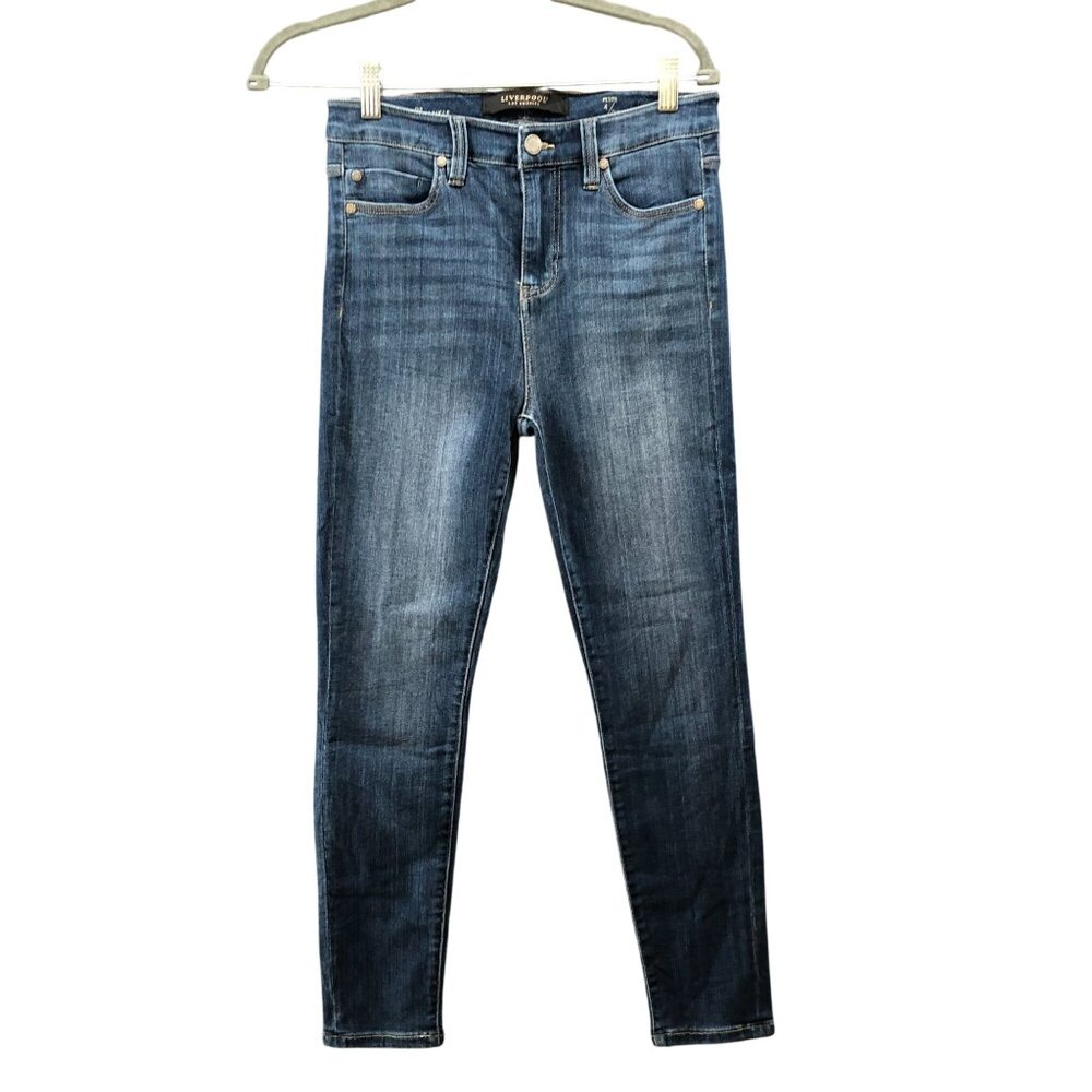 Liverpool High Rise Ankle Skinny Jeans Womens 4P / 27P Blue Medium Wash Stretch
